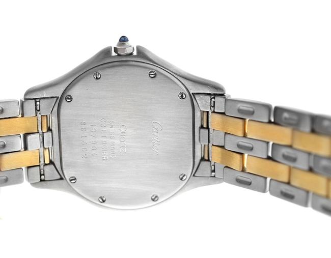Cartier Yellow Gold Silver Unisex 33mm Panthere Cougar 187904 Two Row Steel 18k Watch Cartier Yellow Gold Silver Unisex 33mm Panthere Cougar 187904 Two Row Steel 18k Watch