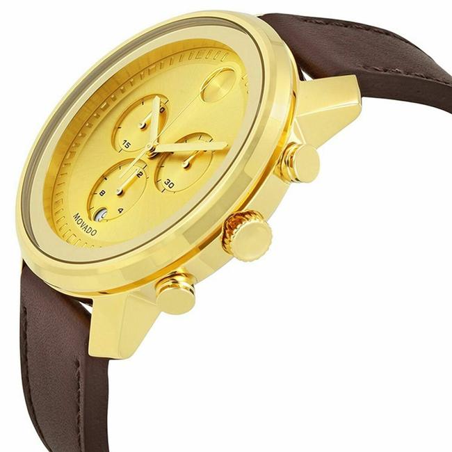Movado Brown Bold Leather Strap Gold Chronograph Mens Quartz 3600409 Watch Movado Brown Bold Leather Strap Gold Chronograph Mens Quartz 3600409 Watch