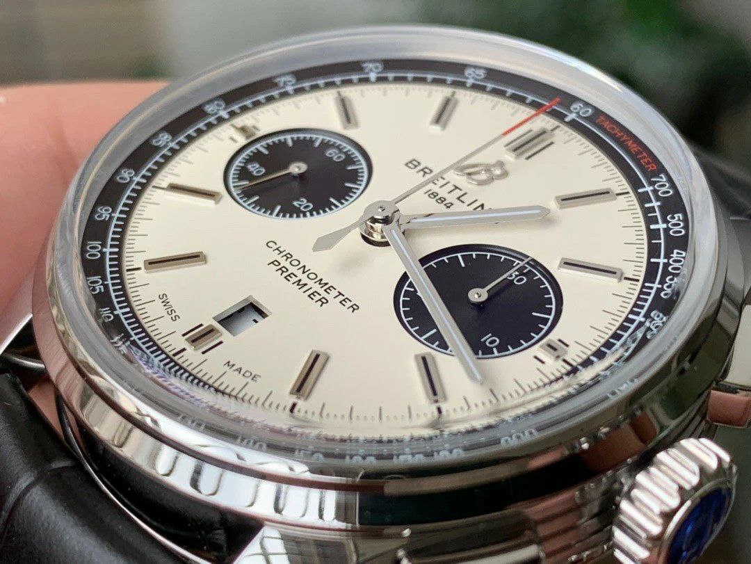 PREMIER B01 CHRONO SS 42MM GF 1:1 BEST EDITION WHITE/BLACK DIAL ON BLACK LEATHER STRAP PREMIER B01 CHRONO SS 42MM GF 1:1 BEST EDITION WHITE/BLACK DIAL ON BLACK LEATHER STRAP
