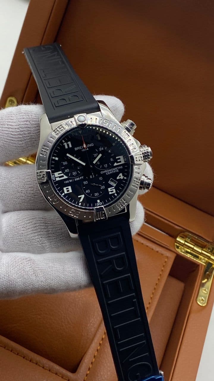 Breitling Avenger Black Chrono High Version on Black Leather Strap