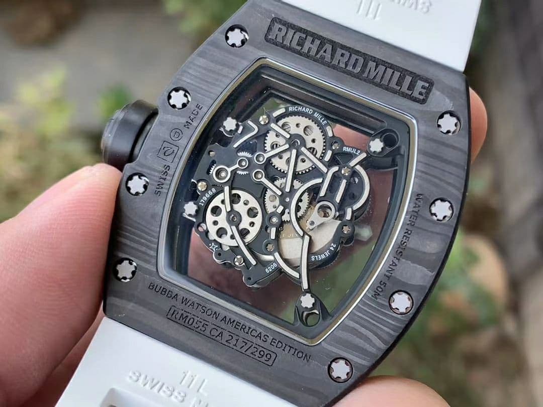 RM055 NTPT KVF Best Edition Skeleton Dial Black Crown on White Rubber Strap MIYOTA8215 V3 RM055 NTPT KVF Best Edition Skeleton Dial Black Crown on White Rubber Strap MIYOTA8215 V3