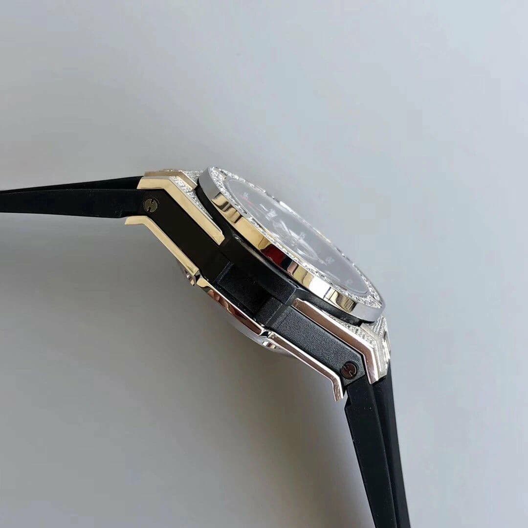 Big Bang Unico Diamond HBF 1:1 Best Edition White Skeleton Dial Rainbow Bezel on Black Rubber Strap A1242 Big Bang Unico Diamond HBF 1:1 Best Edition White Skeleton Dial Rainbow Bezel on Black Rubber Strap A1242