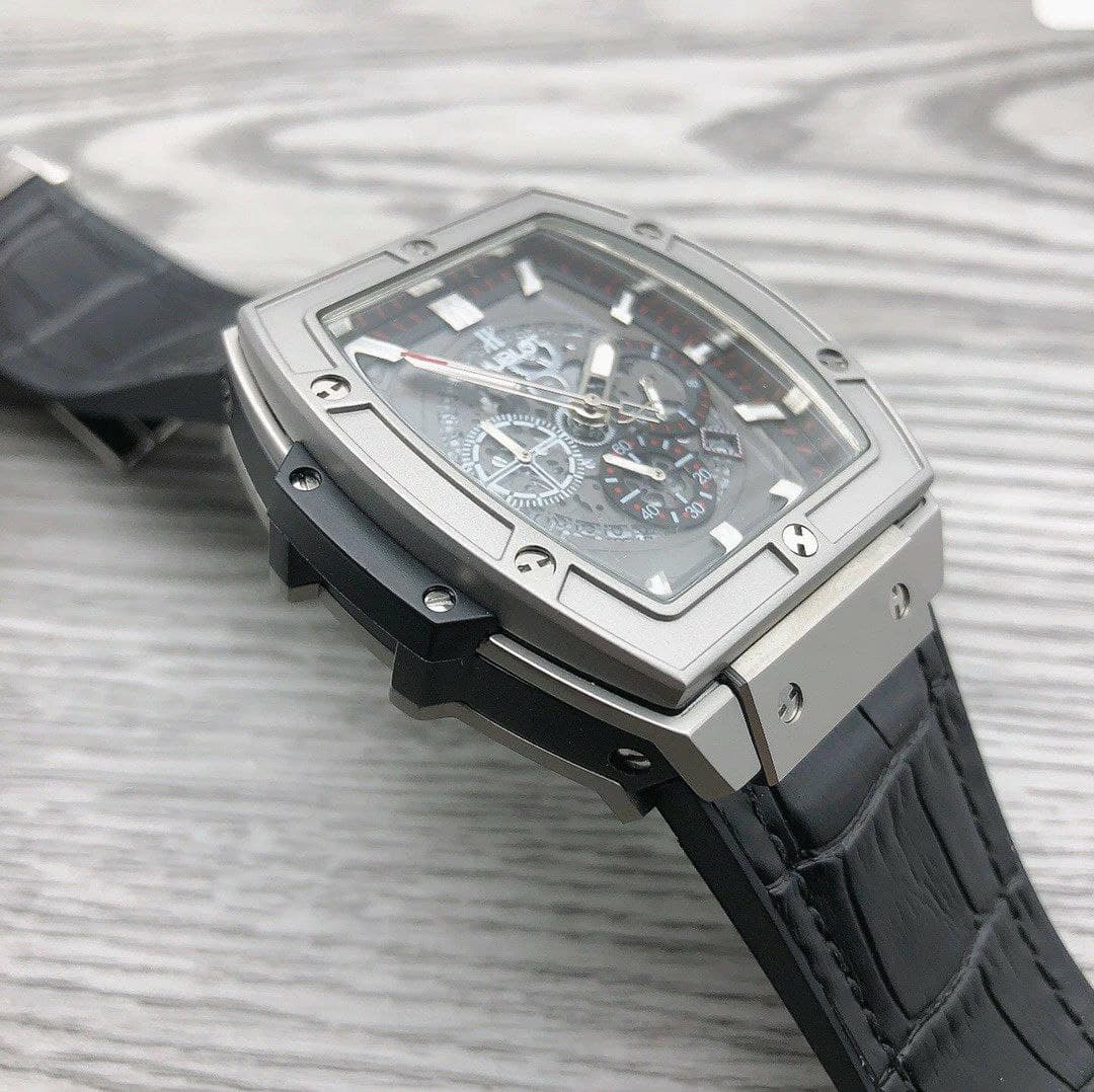Hublot Spirit Grey Senna On Black Leather Strap
