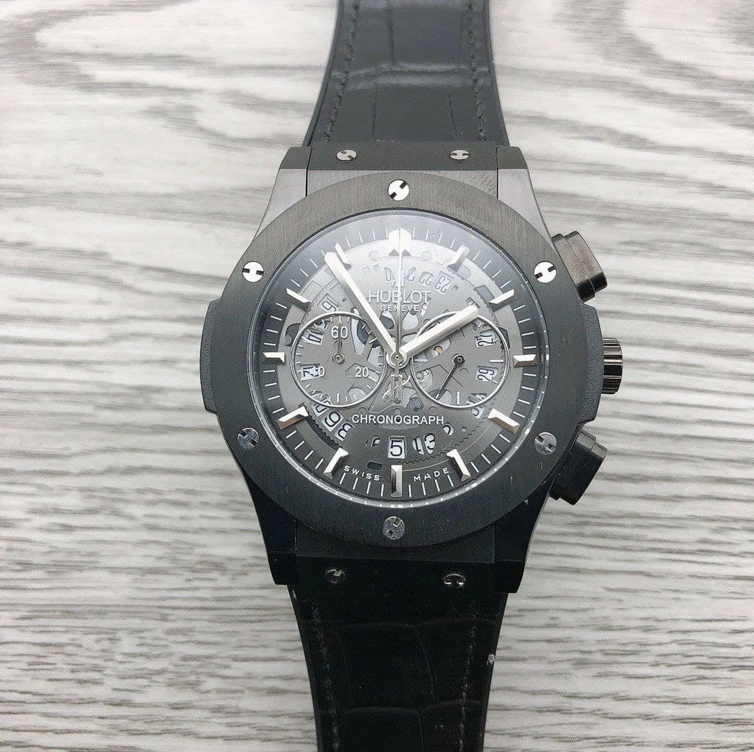 Hublot Chrono Black Hight Versio On Black Rubber Strap