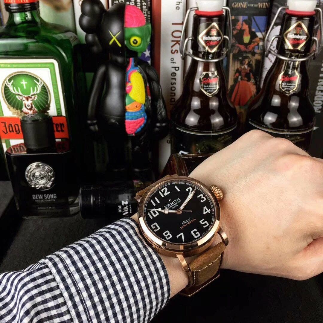 Zenith Pilot Gold Case Black Dial Chrono