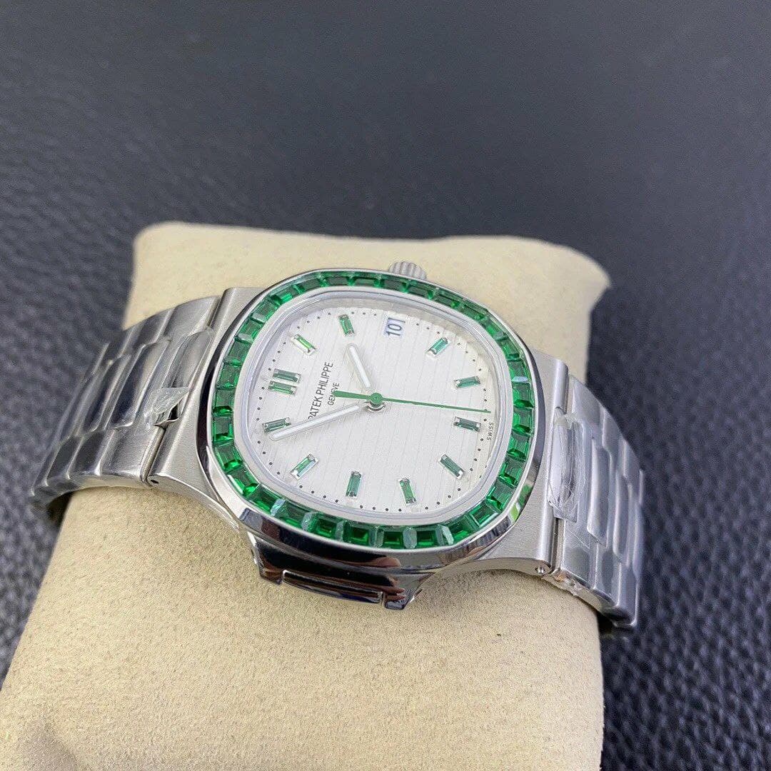 Nautilus Jumbo 5711 PF 1:1 Best Edition White Textured Dial Diamonds Bezel on SS Bracelet A324 Nautilus Jumbo 5711 PF 1:1 Best Edition White Textured Dial Diamonds Bezel on SS Bracelet A324
