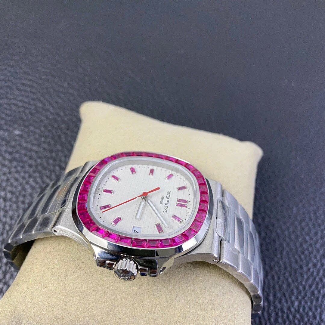 Nautilus Jumbo 5711 PF 1:1 Best Edition White Textured Dial Diamonds Bezel on SS Bracelet A324 Nautilus Jumbo 5711 PF 1:1 Best Edition White Textured Dial Diamonds Bezel on SS Bracelet A324