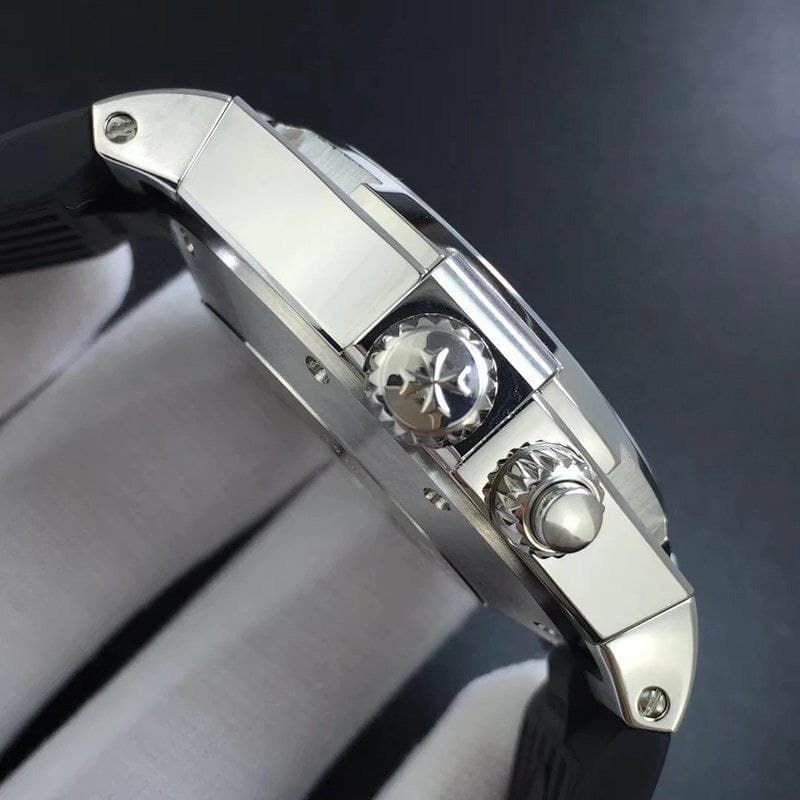 Overseas Dual Time Power Reserve TWA 1:1 Best Edition Black Dial on Black Leather Strap