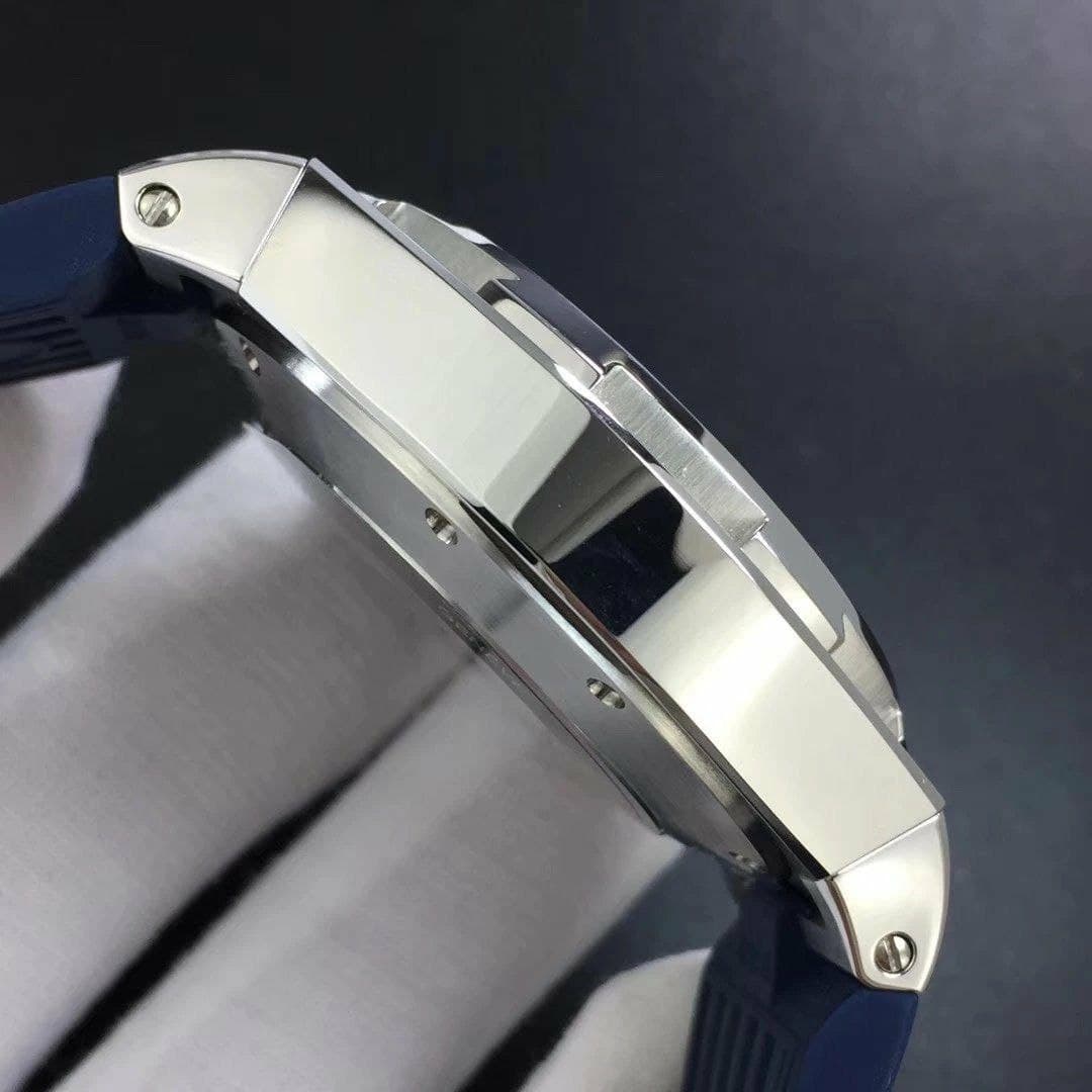 Overseas Dual Time Power Reserve TWA 1:1 Best Edition Blue Dial on Blue Leather Strap