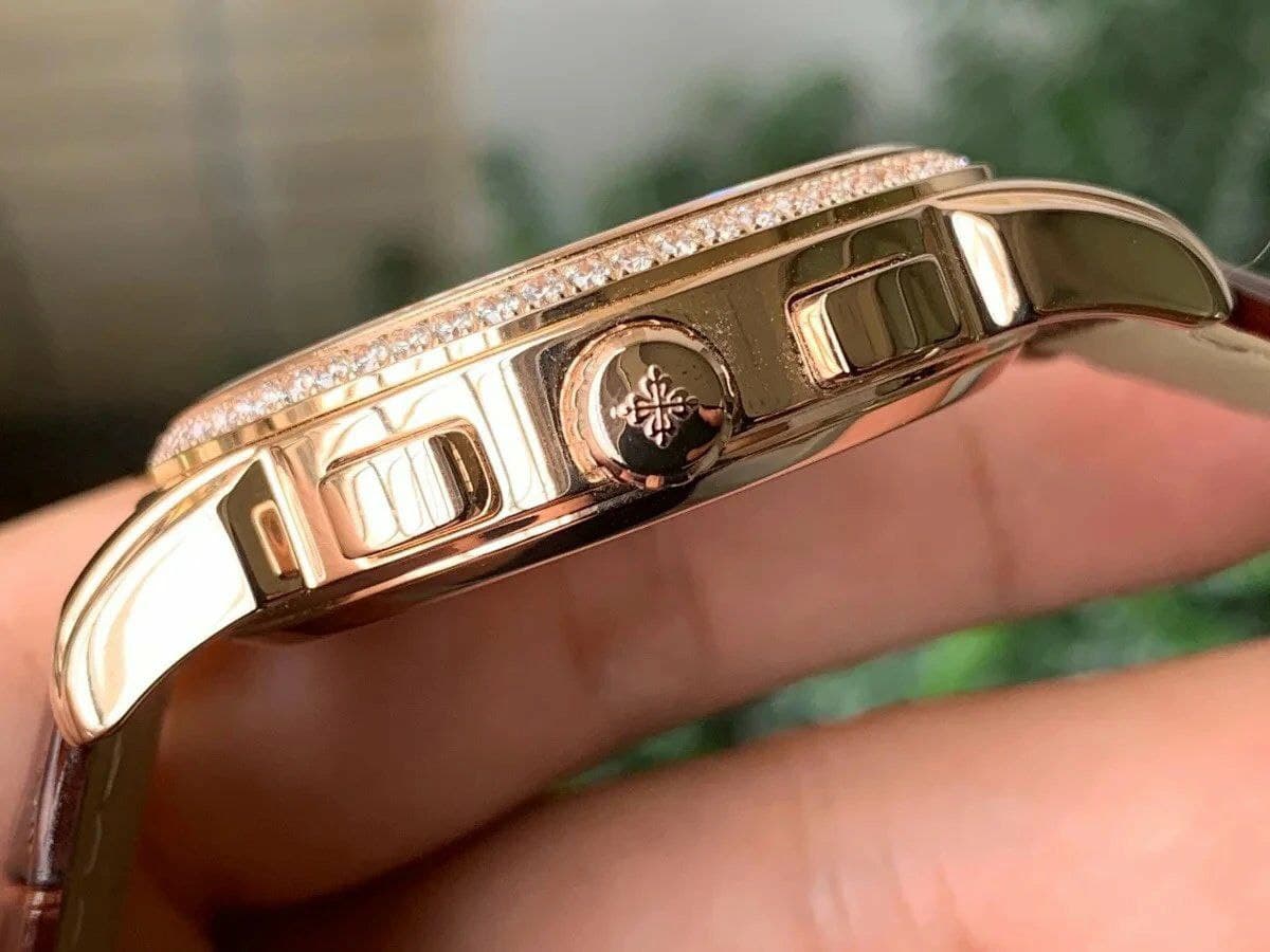 Patek Philippe 5270 1:1 Best Edition Version Diamond on Brown Leather Strap Patek Philippe 5270 1:1 Best Edition Version Diamond on Brown Leather Strap