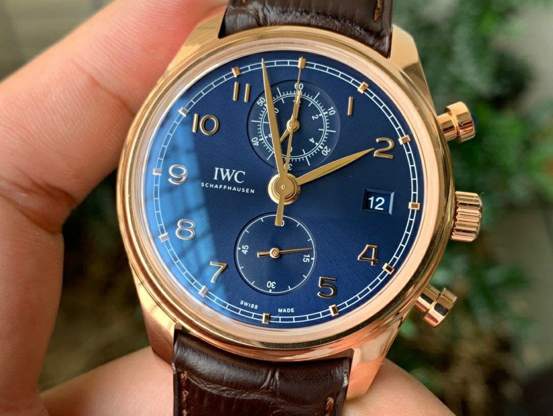 Portugieser Chrono Classic 42 RG IW3903 1:1 Best Edition Blue Dial on Brown Leather Strap Portugieser Chrono Classic 42 RG IW3903 1:1 Best Edition Blue Dial on Brown Leather Strap