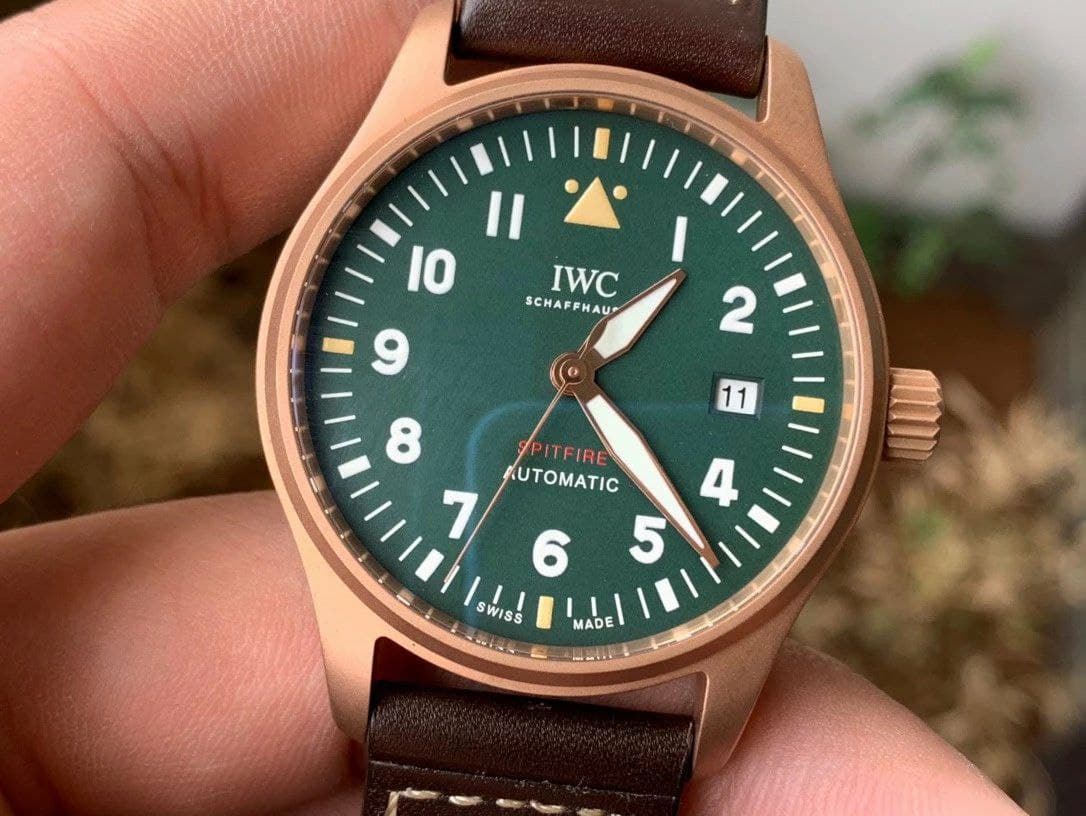 IWC Spitfire Automatic Bronze IW326802 MKF 1:1 Best Edition Green Dial on Brown Leather Strap MIYOTA 9015 IWC Spitfire Automatic Bronze IW326802 MKF 1:1 Best Edition Green Dial on Brown Leather Strap MIYOTA 9015