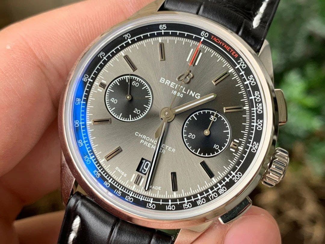 PREMIER B01 CHRONO SS 42MM GF 1:1 BEST EDITION WHITE/Grey DIAL ON BLACK LEATHER STRAP PREMIER B01 CHRONO SS 42MM GF 1:1 BEST EDITION WHITE/Grey DIAL ON BLACK LEATHER STRAP