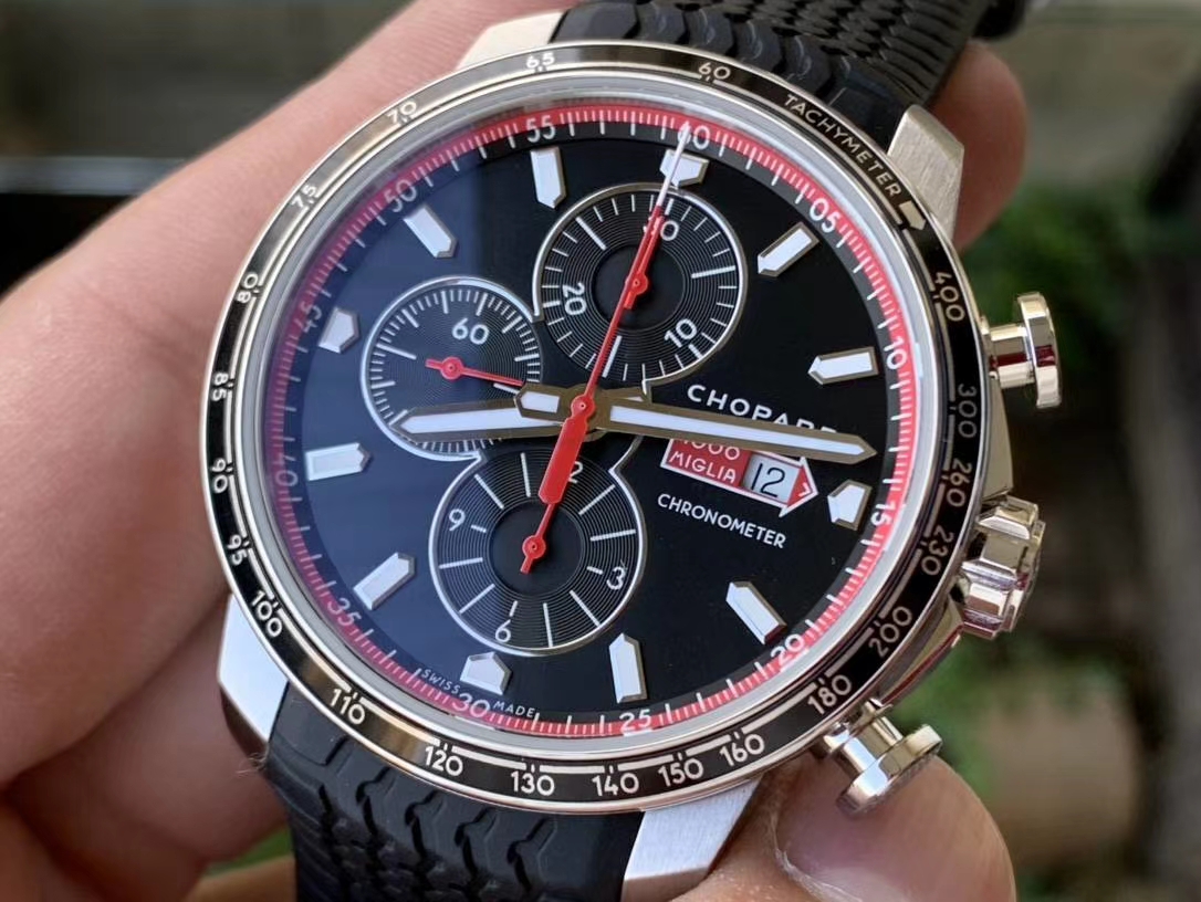 MILLE MIGLIA 168571 SS V7F 1:1 BEST EDITION BLACK DIAL ON BLACK RUBBER STRAP A7750