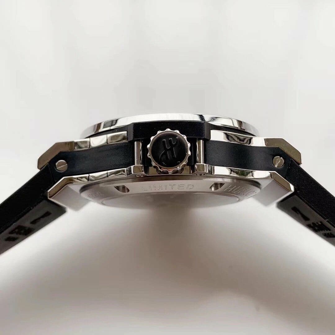 Big Bang Tourbillon Automatic PVD Black Textured Diamond Dial on Black Rubber Strap