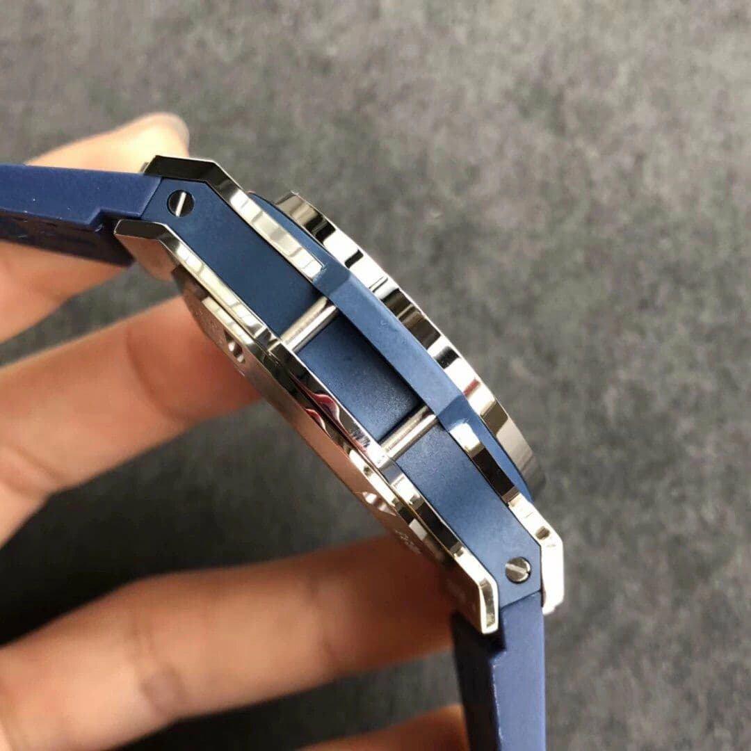 Big Bang 44mm SS Blue Dial Diamond Bezel on Blue Leather Strap HUB4104