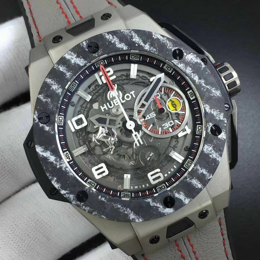 Big Bang Ferrari Unico Titanium V6F Best Edition Skeleton Dial on Black Gummy Strap HUB1288 (Copy)
