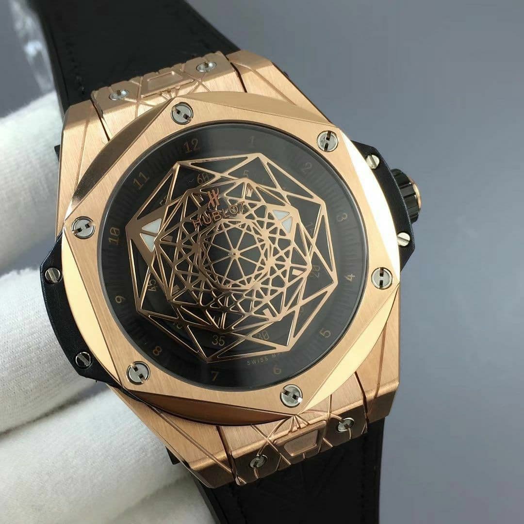 Big Bang Unico Sang Bleu Titanium HBF Skeleton Dial on Black Gummy Strap HUB1213