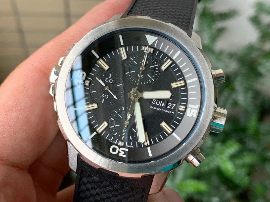 Aquatimer Chrono SS IW379503 1:1 Best Edition Black Dial on Black Rubber Strap