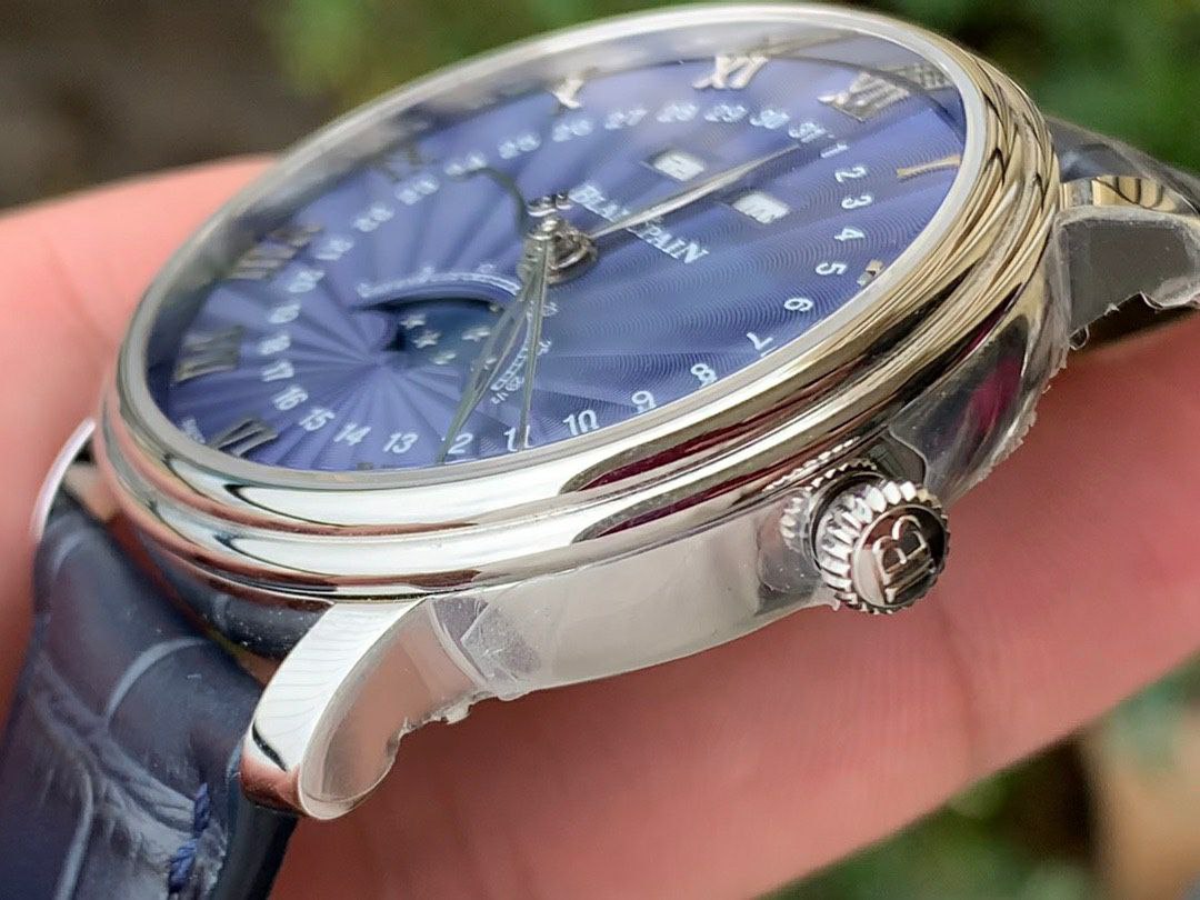 VILLERET 6654 SS COMPLICATED FUNCTION OMF 1:1 BEST EDITION BLUE DIAL ON BLUE LEATHER STRAP A6654 V2