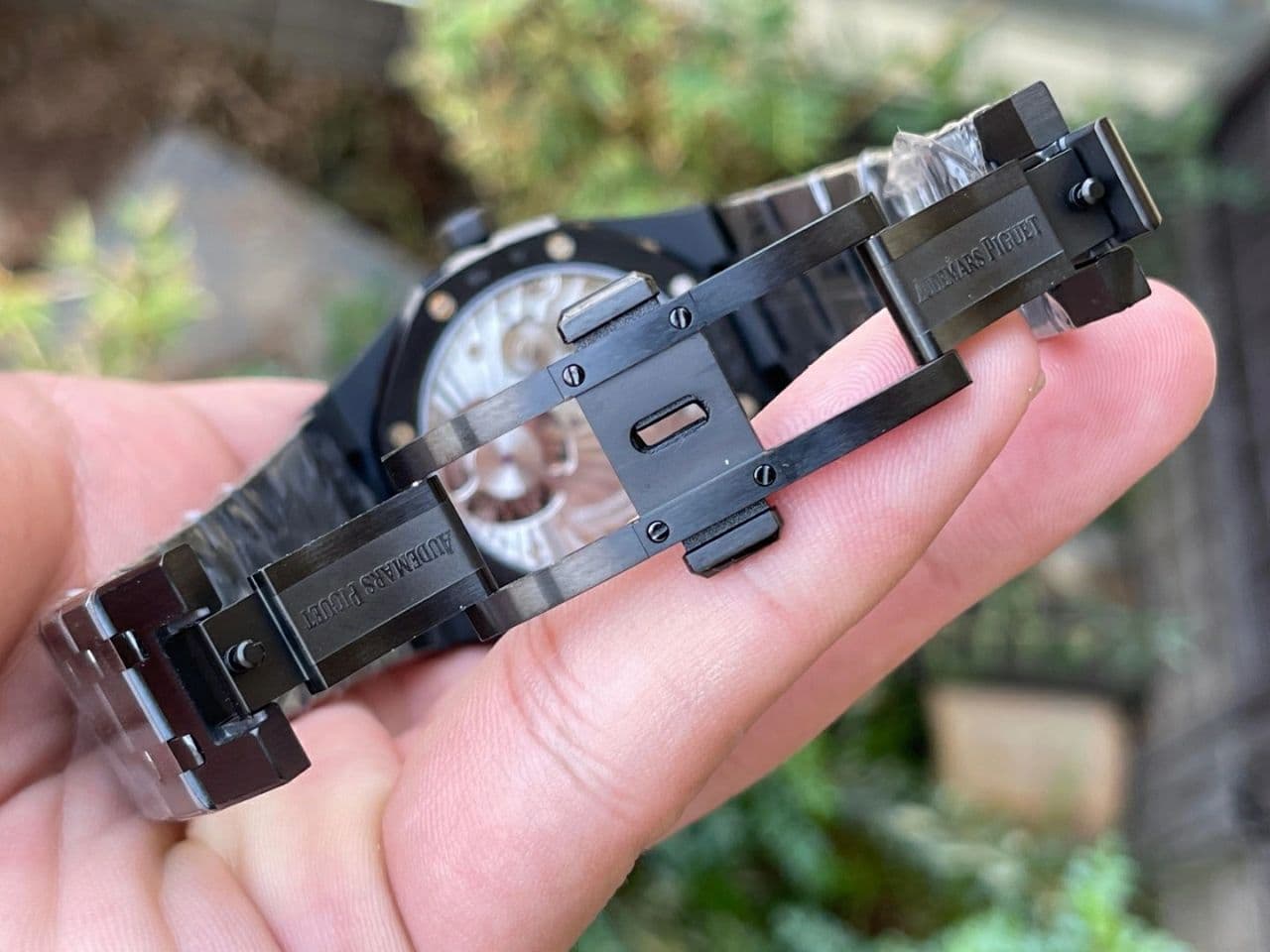 Royal Oak PVD Tourbillon R8F v2 Best Edition Black Sunburst Tapisserie Dial on PVD Bracelet
