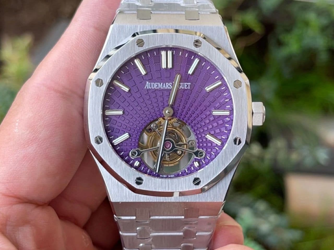 Royal Oak PVD Tourbillon R8F v2 Best Edition SS Sunburst Tapisserie Purple Dial on PVD Bracelet (Copy) Royal Oak PVD Tourbillon R8F v2 Best Edition SS Sunburst Tapisserie Purple Dial on PVD Bracelet (Copy)