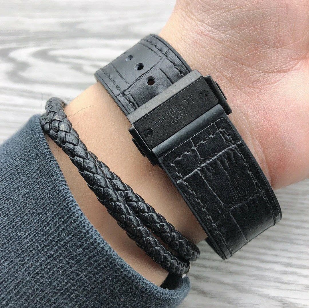 Hublot Chrono Black Hight Versio On Black Rubber Strap