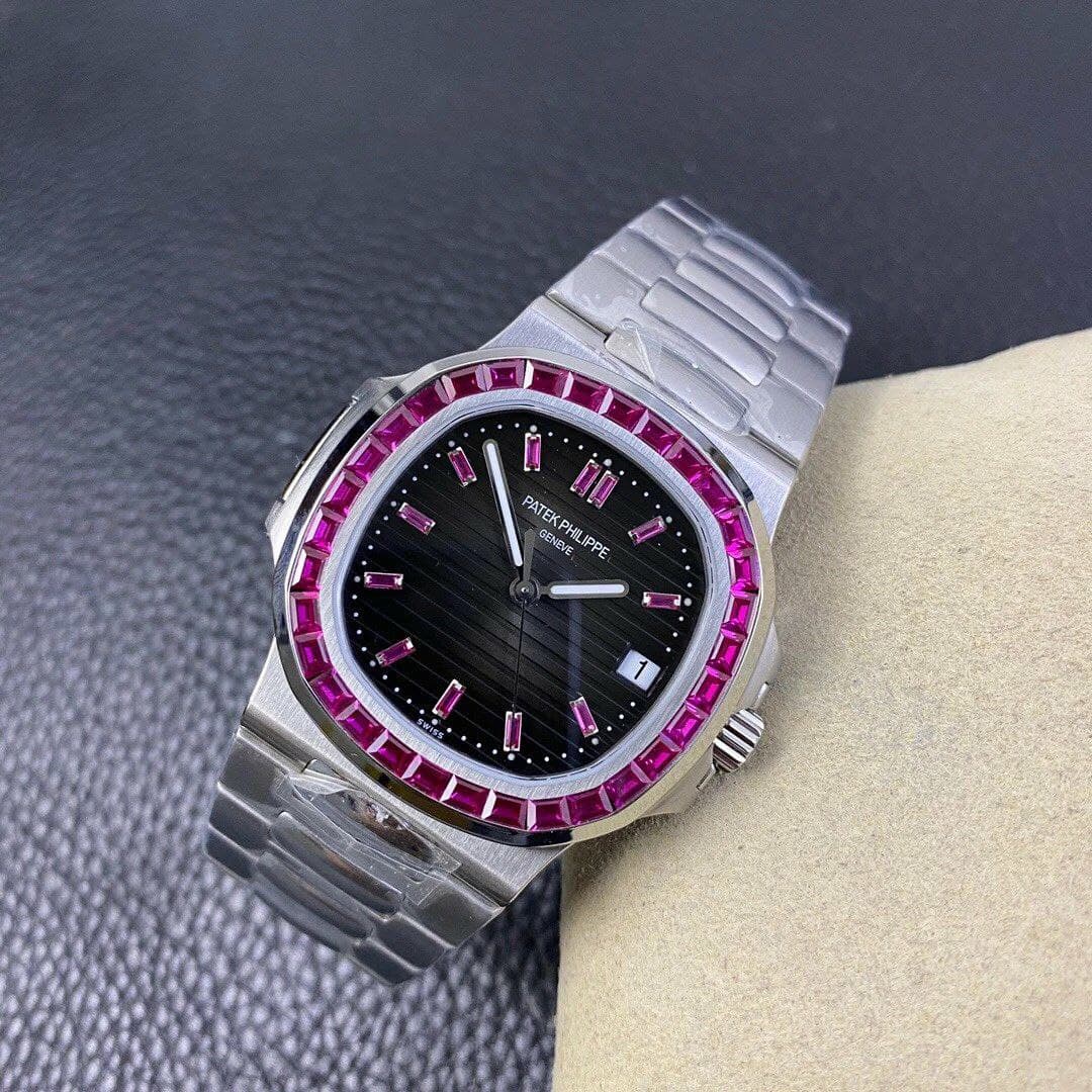 Nautilus Jumbo 5711 PF 1:1 Best Edition Black Textured Dial Diamonds Bezel on SS Bracelet A324 Nautilus Jumbo 5711 PF 1:1 Best Edition Black Textured Dial Diamonds Bezel on SS Bracelet A324