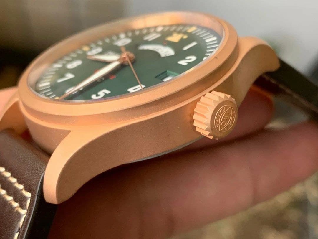 Pilot UTC Spitfire MJ271Bronze ZF 1:1 Best Edition Green Dial on Brown Leather Strap Pilot UTC Spitfire MJ271Bronze ZF 1:1 Best Edition Green Dial on Brown Leather Strap
