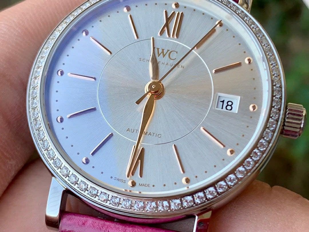 Portofino 37mm SS V7F 1:1 Best Edition White Dial Diamonds Bezel on Pink Leather Portofino 37mm SS V7F 1:1 Best Edition White Dial Diamonds Bezel on Pink Leather
