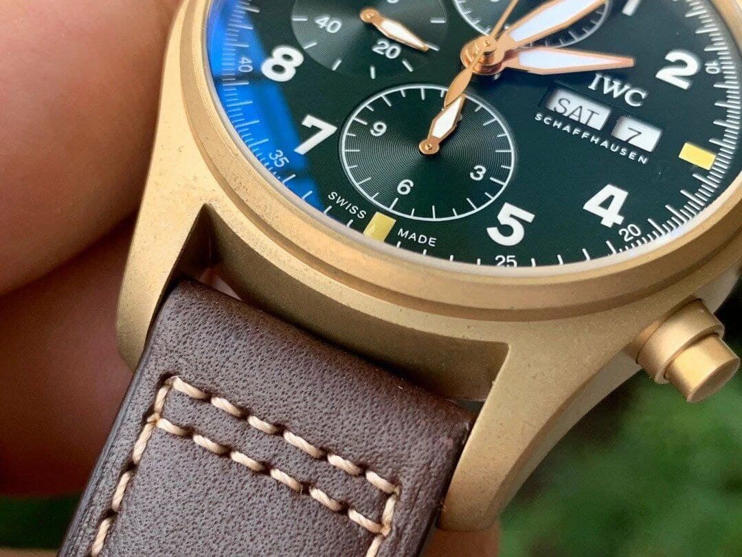 IWC Pilot Chrono Spitfire IW387902 Brz BR/LE Grn A7750 IWC Pilot Chrono Spitfire IW387902 Brz BR/LE Grn A7750