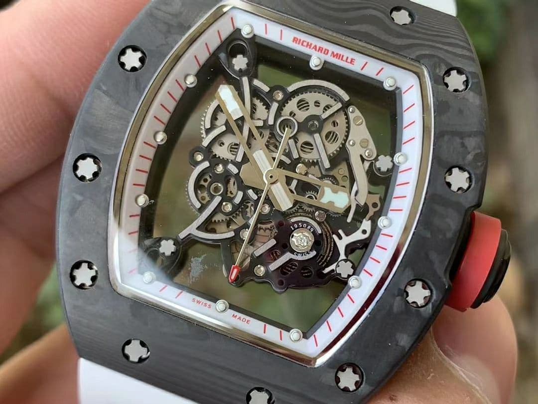 RM055 NTPT KVF Best Edition Skeleton Dial Red Crown on White Rubber Strap MIYOTA8215 V3
