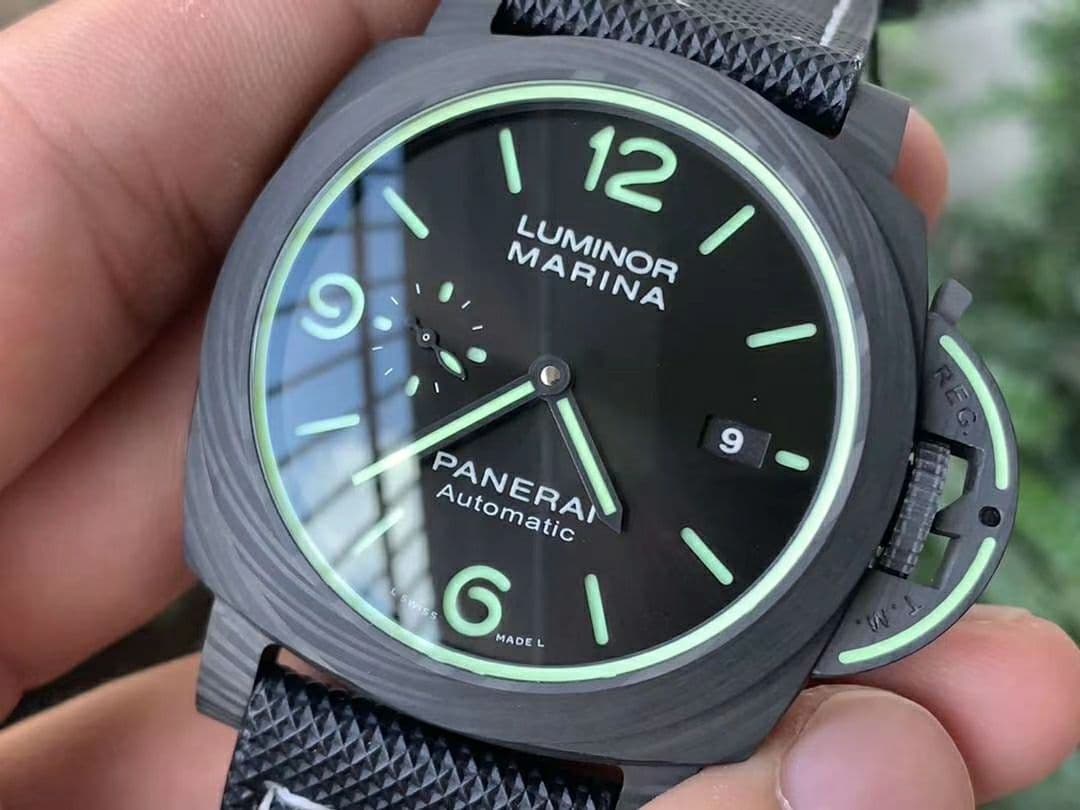 PAM1118 Luminor Marina Luminous TrilogyVSF 1:1 Best Edition on Black Sportech Strap P.9010 Clone