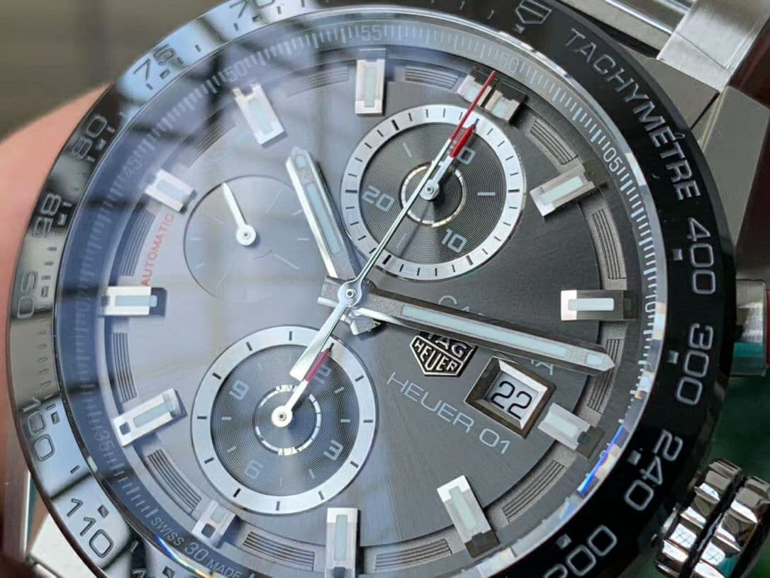 Calibre Heuer 01 Chrono SS XF 1:1 Best Edition Gray Dial on SS Bracelet Strap A1887
