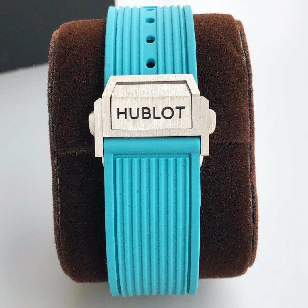 Big Bang Unico Diamond HBF 1:1 Best Edition SB Skeleton Dial Rainbow Bezel on Blue Rubber Strap A1242