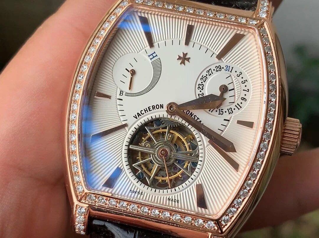Malte Tourbillon SS Skeleton White Dial Diamond on Brown Leather Strap 1:1 Best Edition Version