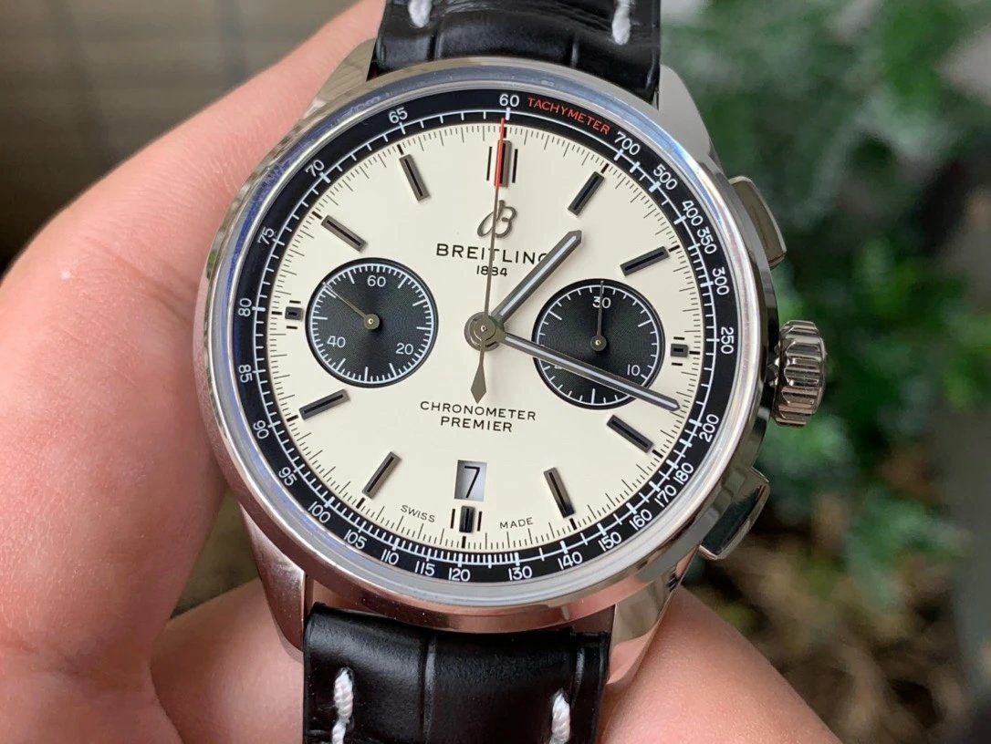 PREMIER B01 CHRONO SS 42MM GF 1:1 BEST EDITION WHITE/BLACK DIAL ON BLACK LEATHER STRAP PREMIER B01 CHRONO SS 42MM GF 1:1 BEST EDITION WHITE/BLACK DIAL ON BLACK LEATHER STRAP