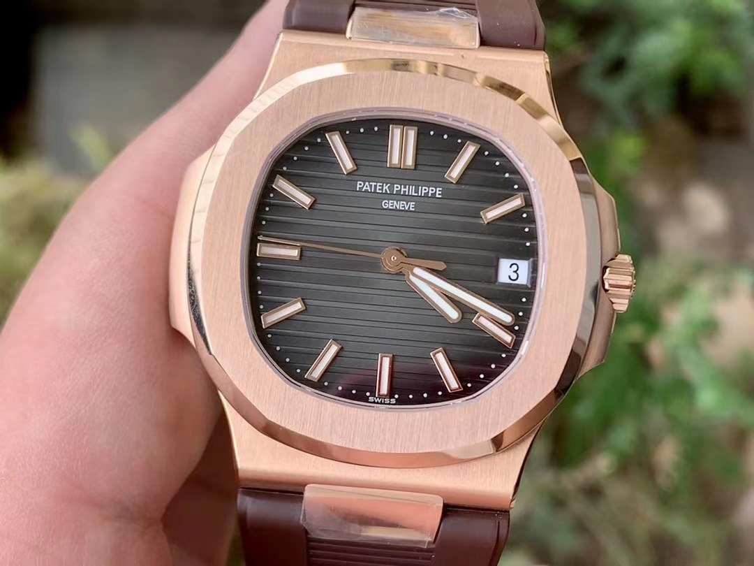 NAUTILUS 5711 RG GRF 1:1 BEST EDITION GRAY TEXTURED DIAL ON BROWN LEATHER STRAP 324CS NAUTILUS 5711 RG GRF 1:1 BEST EDITION GRAY TEXTURED DIAL ON BROWN LEATHER STRAP 324CS