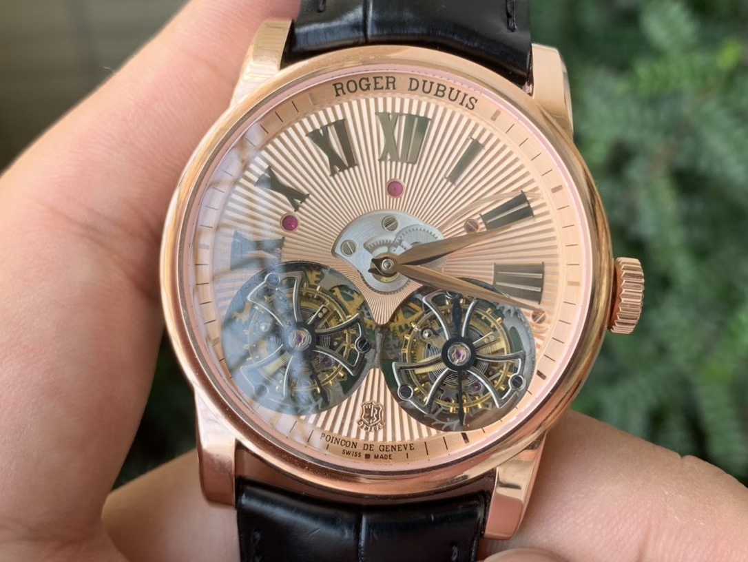 HOMMAGE DOUBLE FLYING TOURBILLON RG JBF GOLD DIAL ON BLACK CROCO LEATHER STRAP HOMMAGE DOUBLE FLYING TOURBILLON RG JBF GOLD DIAL ON BLACK CROCO LEATHER STRAP