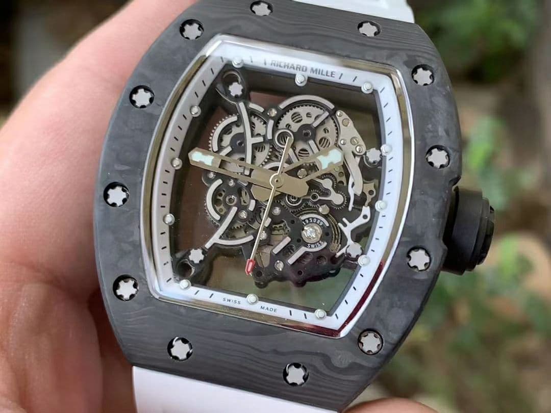 RM055 NTPT KVF Best Edition Skeleton Dial Black Crown on White Rubber Strap MIYOTA8215 V3 RM055 NTPT KVF Best Edition Skeleton Dial Black Crown on White Rubber Strap MIYOTA8215 V3