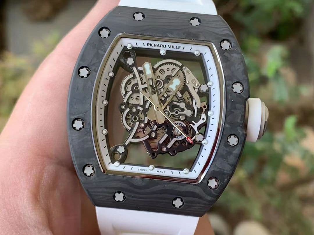RM055 NTPT KVF Best Edition Skeleton Dial White Crown on White Rubber Strap MIYOTA8215 V3 RM055 NTPT KVF Best Edition Skeleton Dial White Crown on White Rubber Strap MIYOTA8215 V3