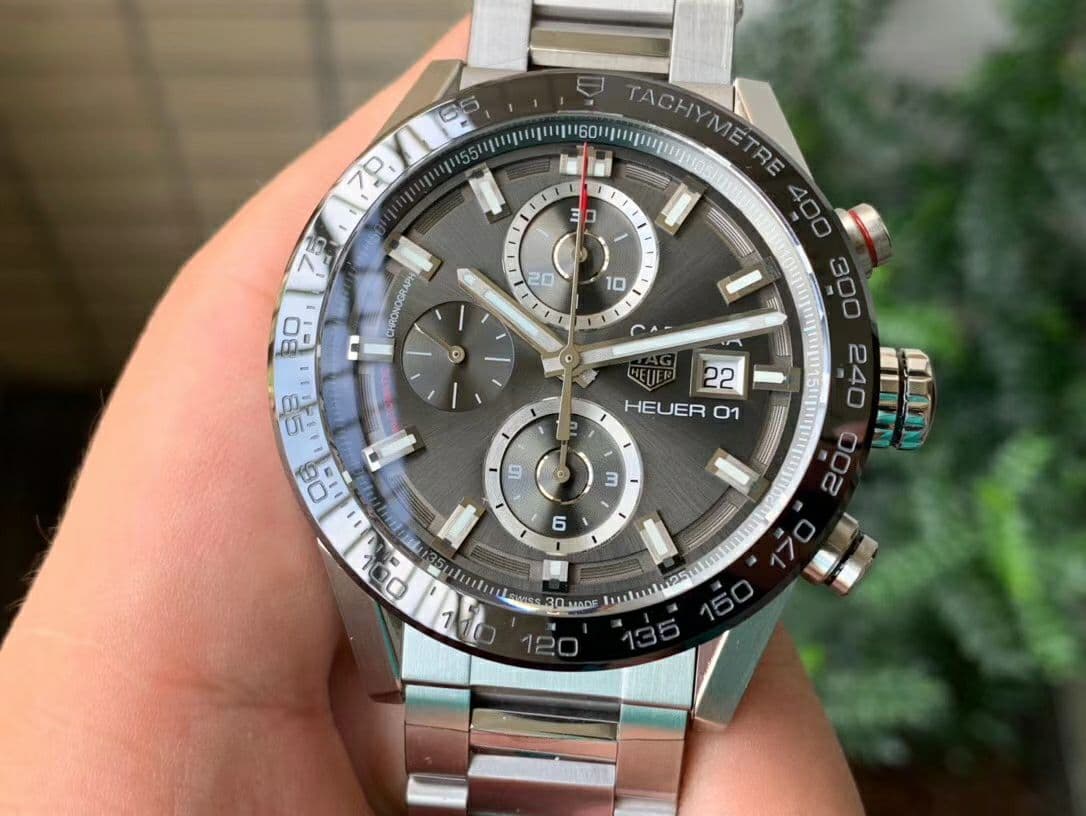 Calibre Heuer 01 Chrono SS XF 1:1 Best Edition Gray Dial on SS Bracelet Strap A1887 Calibre Heuer 01 Chrono SS XF 1:1 Best Edition Gray Dial on SS Bracelet Strap A1887