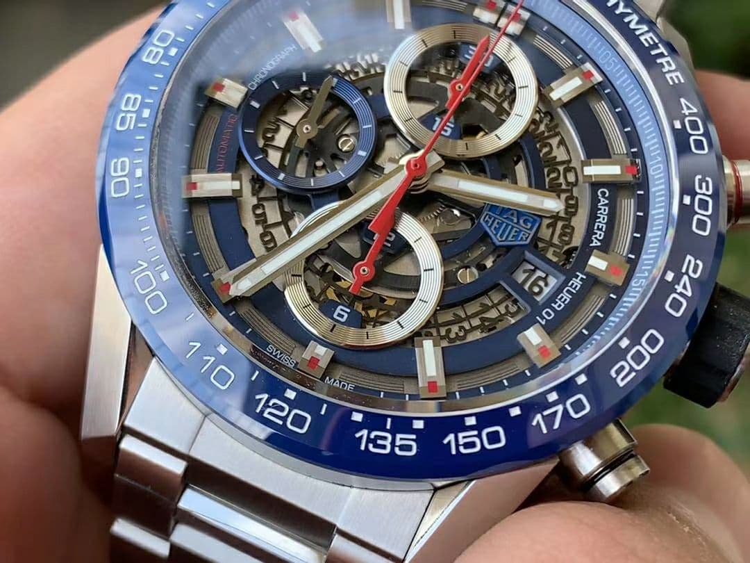 Calibre Heuer 01 Chrono 43mm Blue Ceramic SS XF 1:1 Best Edition Skeleton Dial on SS Bracelet A1887 Calibre Heuer 01 Chrono 43mm Blue Ceramic SS XF 1:1 Best Edition Skeleton Dial on SS Bracelet A1887