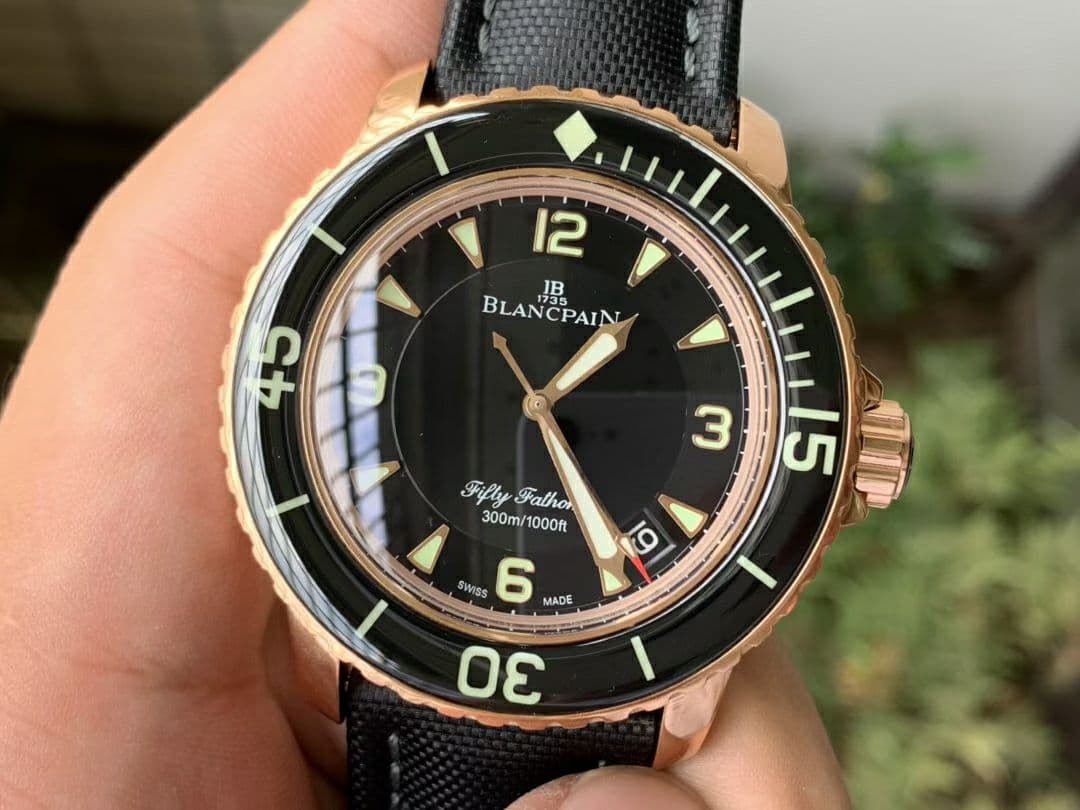 Fifty Fathoms RG Black ZF 1:1 Best Edition Black Dial on Sail-canvas Strap A2836 (Free Extra Strap) Fifty Fathoms RG Black ZF 1:1 Best Edition Black Dial on Sail-canvas Strap A2836 (Free Extra Strap)
