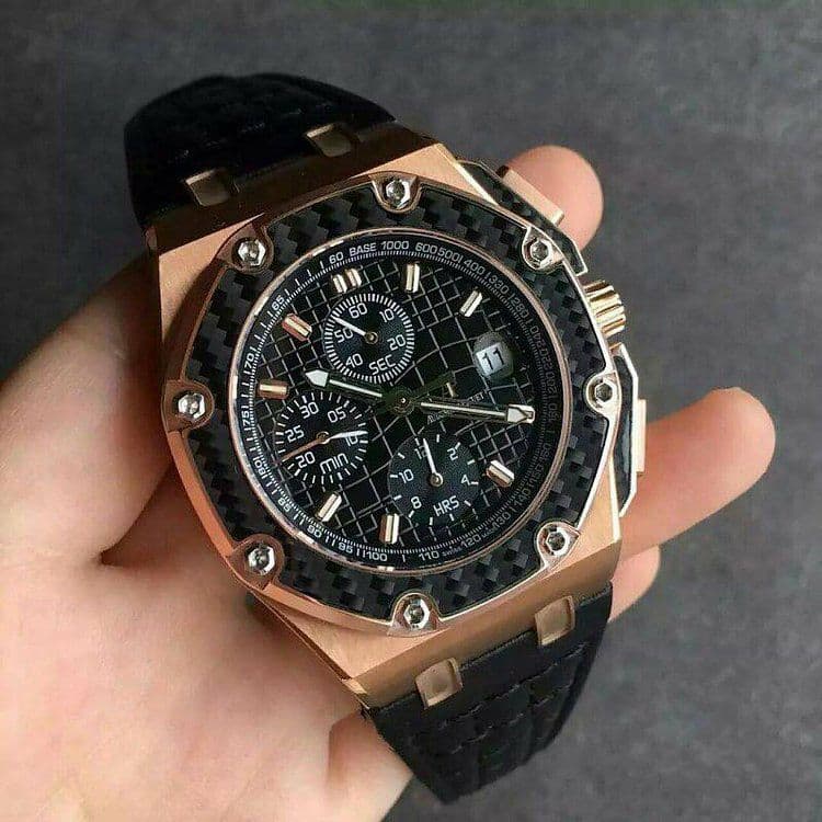 Royal Oak Offshore Juan Pablo Montoya SS JF Best Edition Gold Dial on Black Leather Strap A2226 Royal Oak Offshore Juan Pablo Montoya SS JF Best Edition Gold Dial on Black Leather Strap A2226