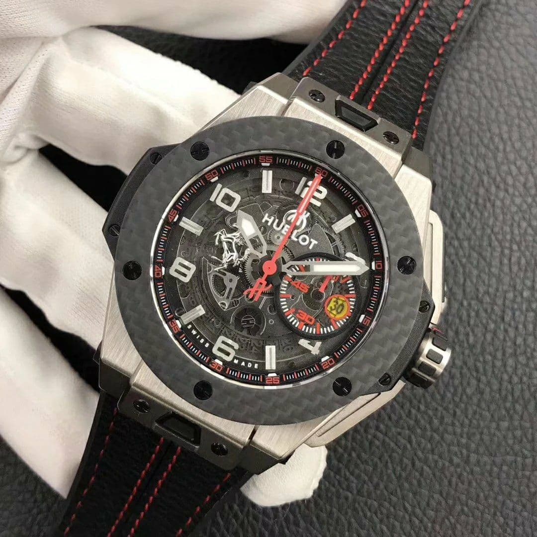 Big Bang Ferrari Unico Titanium V6F Best Edition Skeleton Dial on Black Gummy Strap HUB1288 Big Bang Ferrari Unico Titanium V6F Best Edition Skeleton Dial on Black Gummy Strap HUB1288