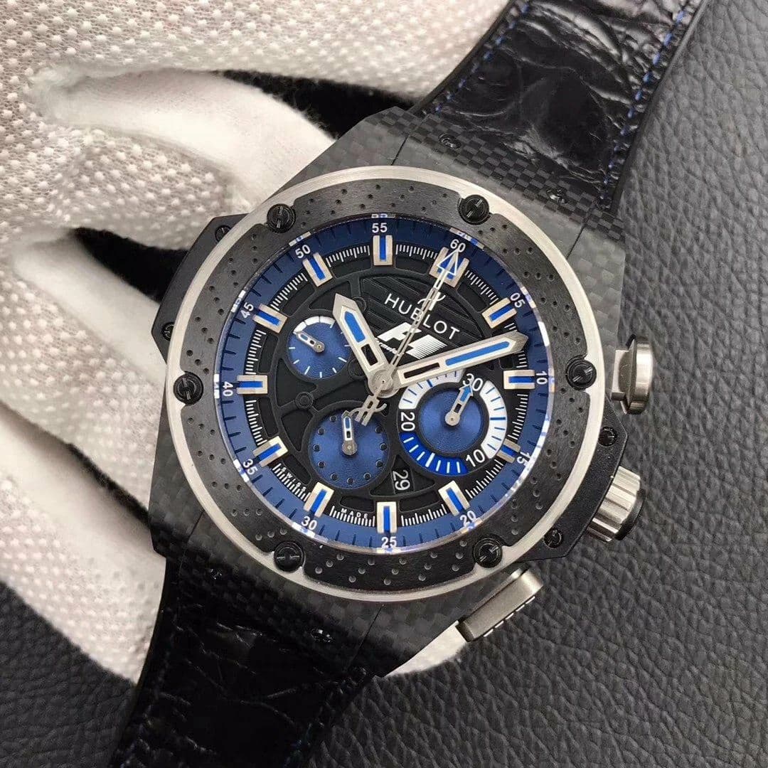 Big Bang Ferrari F1 Carbon Fiber V6F Limited Edition Black/Blue Dial on Black Leather Strap HUB4100 Big Bang Ferrari F1 Carbon Fiber V6F Limited Edition Black/Blue Dial on Black Leather Strap HUB4100