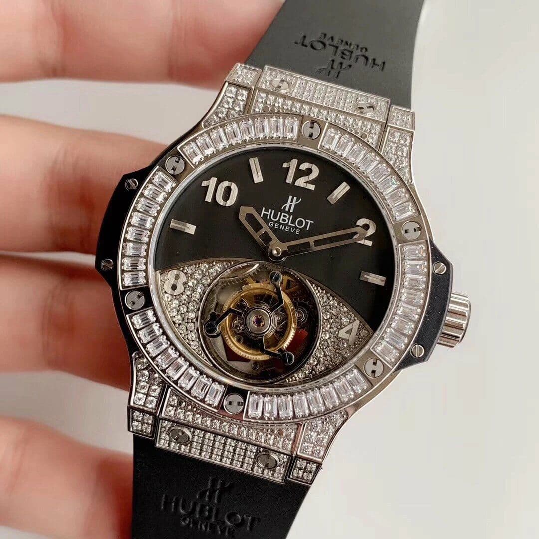 Big Bang Tourbillon Automatic PVD Black Textured Diamond Dial on Black Rubber Strap Big Bang Tourbillon Automatic PVD Black Textured Diamond Dial on Black Rubber Strap