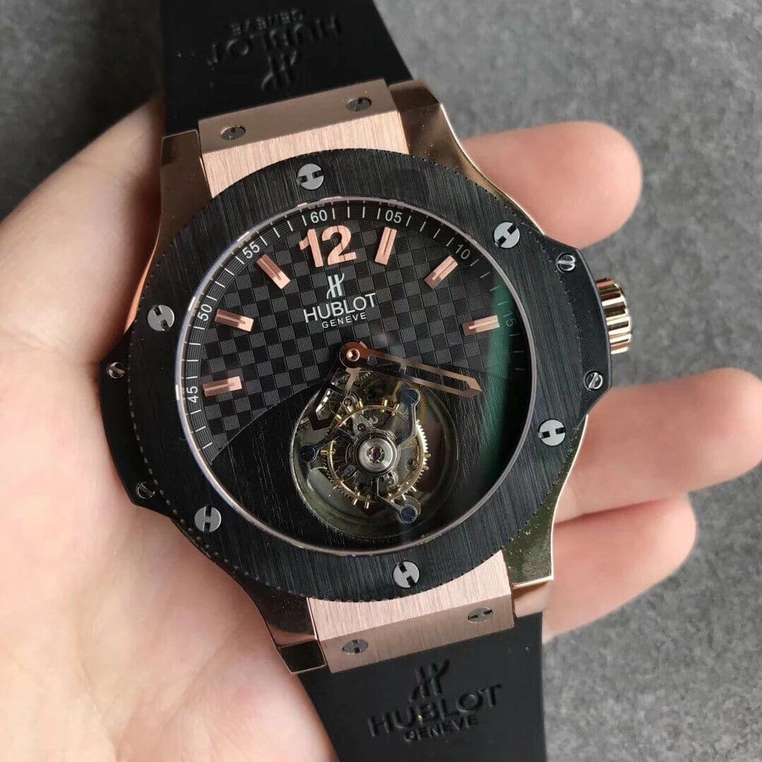 Big Bang Tourbillon Automatic PVD Black Gold Textured Dial on Black Rubber Strap Big Bang Tourbillon Automatic PVD Black Gold Textured Dial on Black Rubber Strap