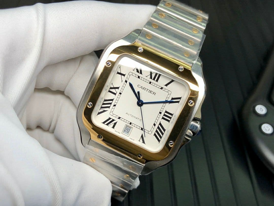 Santos de Cartier 40mm SS/YG GF 1:1 Best Edition White Dial on YG SmartLinks Bracelet MIYOTA 9015 V2 Santos de Cartier 40mm SS/YG GF 1:1 Best Edition White Dial on YG SmartLinks Bracelet MIYOTA 9015 V2